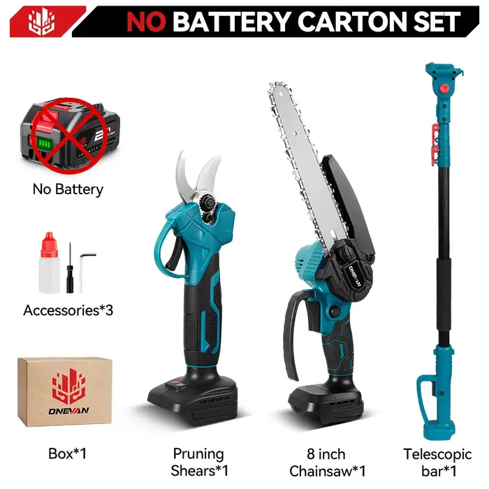 Cisaille électrique télescopique sans fil ONEVAN 4 en 1, outil de taille pour branches hautes, compa