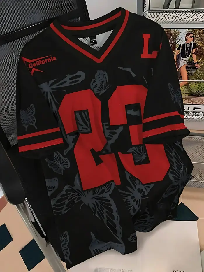 2025 été nouveau T-shirt pour hommes décontracté sport respirant et léger col en v T-shirt pour homm