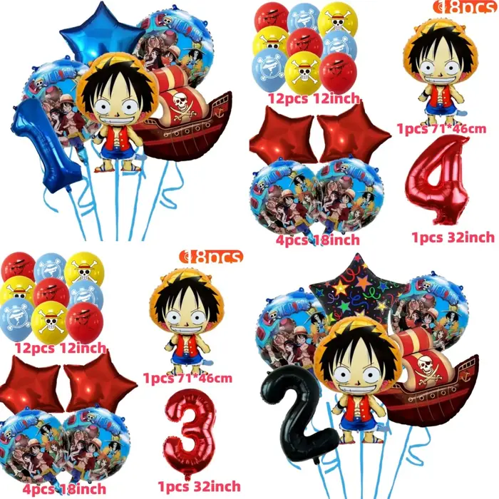 One Piececeed Luffy Zoro thème 32 pouces numéro étoile bateau Pirate feuille Ballon accessoires cade