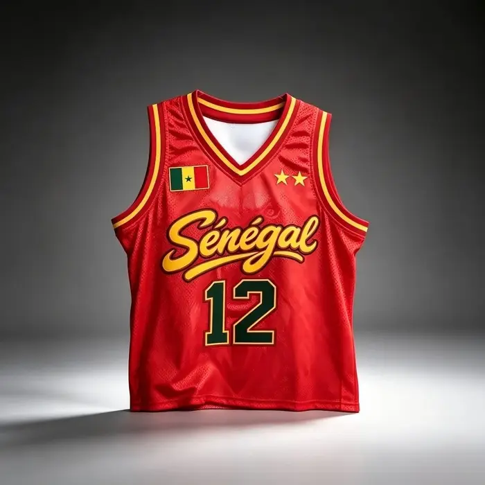 Maillot de basket-ball du Sénégal 12 pour hommes et femmes, imprimé drapeau national africain, gilet