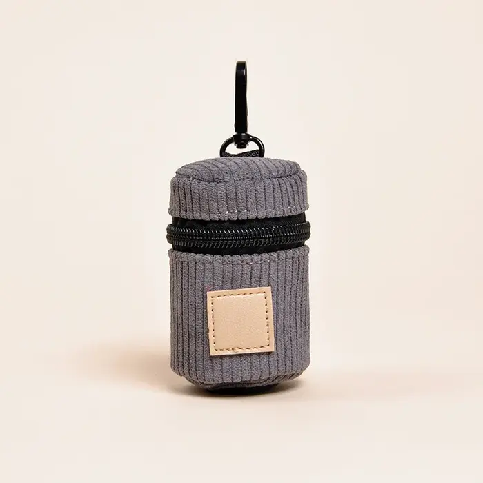 Distributeur de sacs à déjections canines portable d'extérieur en velours côtelé tendance avec croch