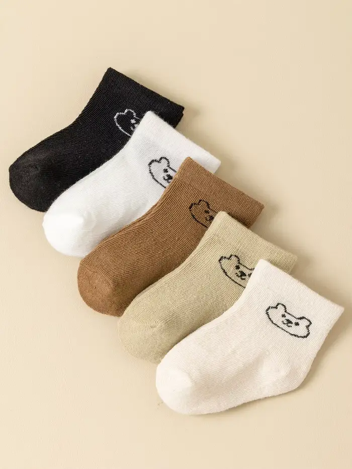 5 paires de chaussettes pour bébé, couleur unie, douces et confortables, blanches, mi-mollet, pour l