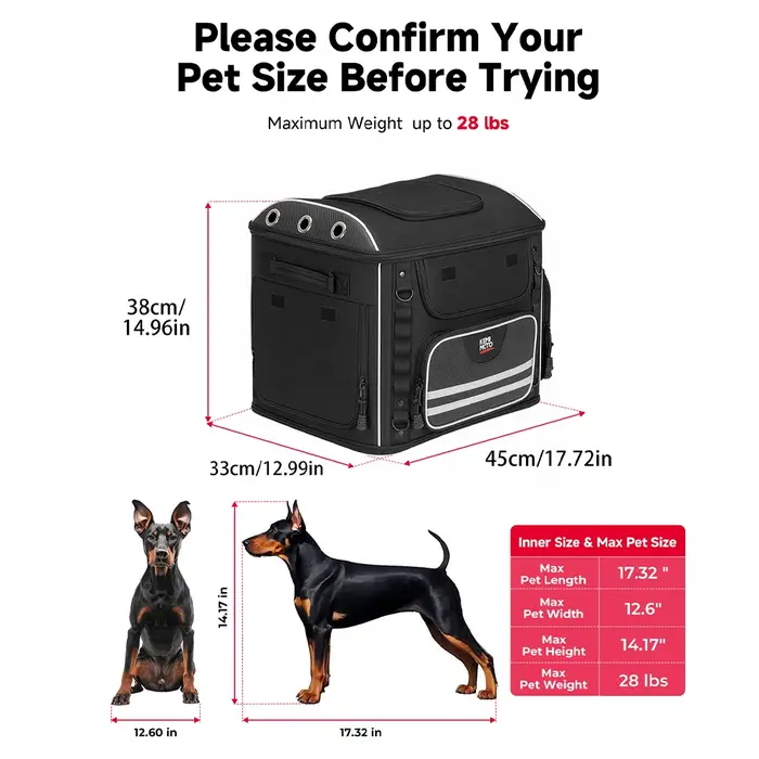 Sac de transport pour chiens et chats pour moto compatibles avec Street Glide, Road Glide et autres modèles de motos pour voyages et randonnees