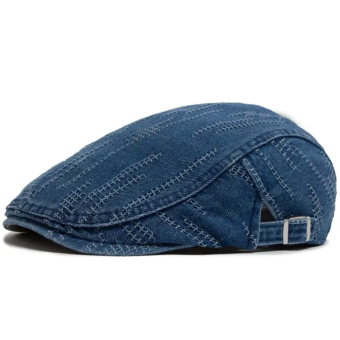 Bérets en denim vintage pour hommes et femmes, casquette gavroche, coton décontracté, visière monoco
