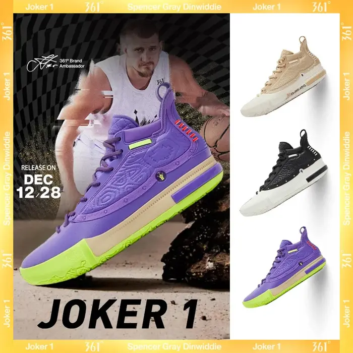 361 Degrees Joker 1 Chaussures de basket-ball de combat pour hommes Jokic, baskets montantes antidér