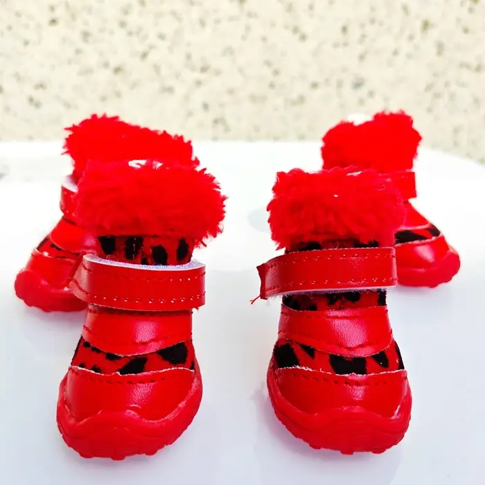 Bottes Léopard Chaudes pour la Marche des Chiens, Accessoires pour Animaux de Compagnie, Chaussures 