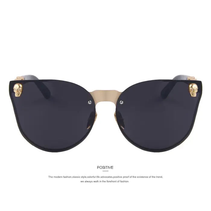 MERRYS mode femmes gothique lunettes crâne cadre métal Temple Oculos de sol UV400
