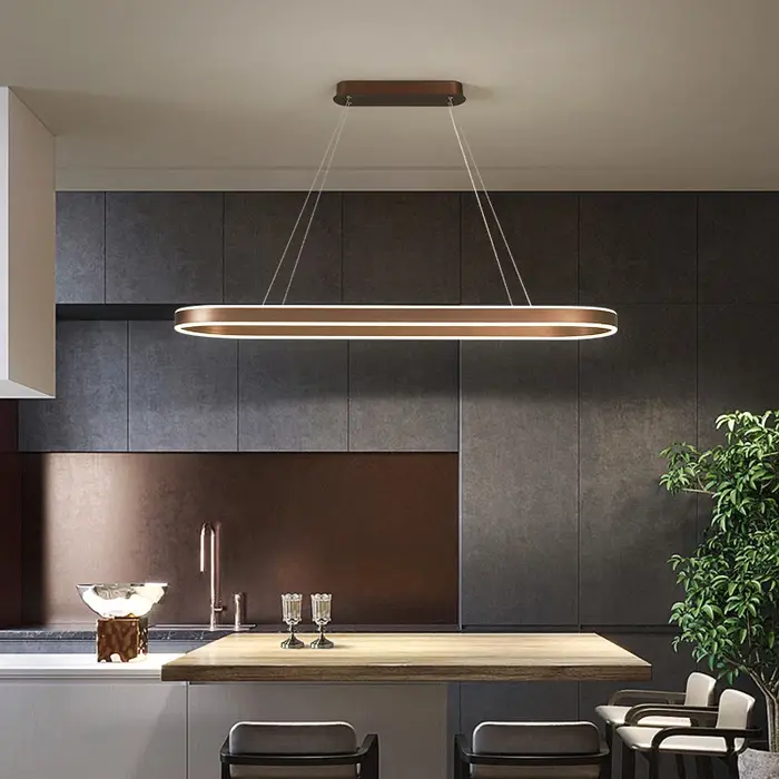 Lustre LED nordique en aluminium pour restaurant, idéal pour cuisine et salle à manger, éclairage su
