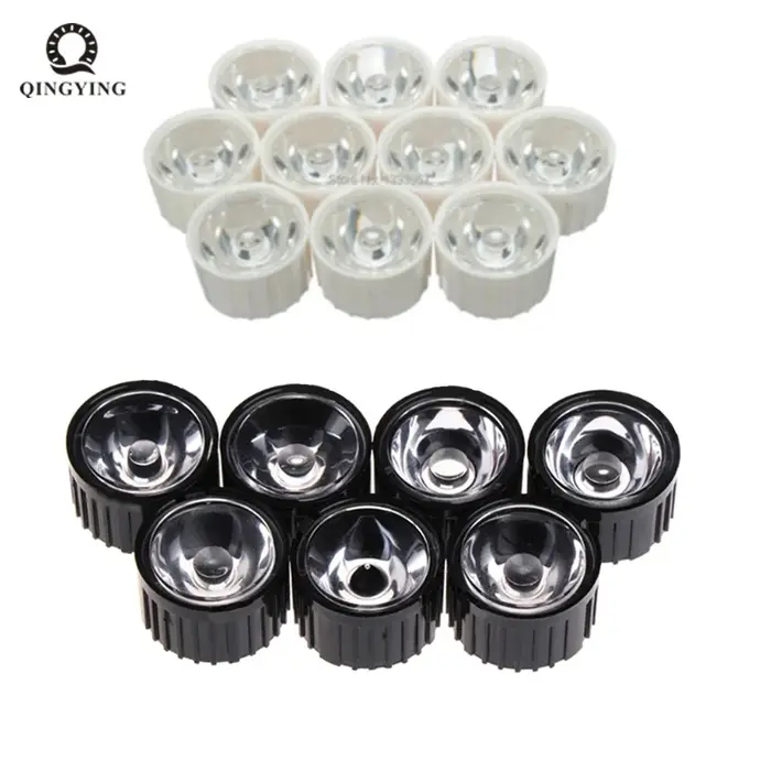 50 jeux de lentilles LED haute puissance 1W 3W 5W, lentilles PMMA 20MM avec support 5 15 25 30 45 60
