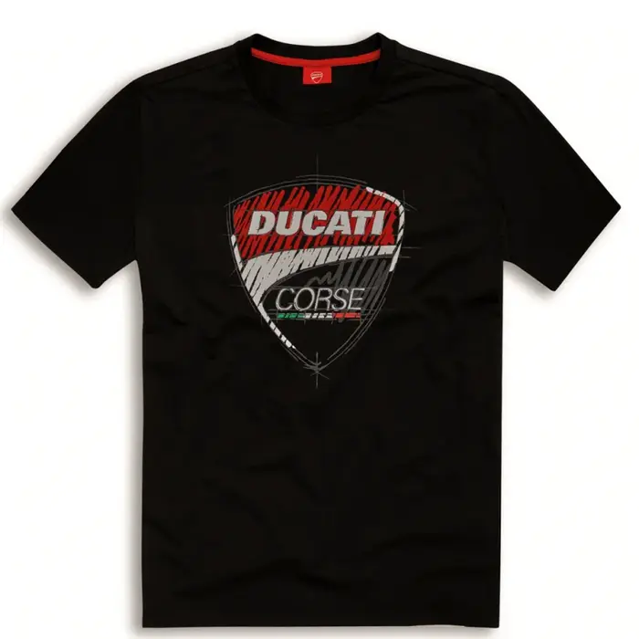 T-shirt d'équipe, tee-shirt imprimé avec logo bouclier et drapeau italien, manches courtes en coton 