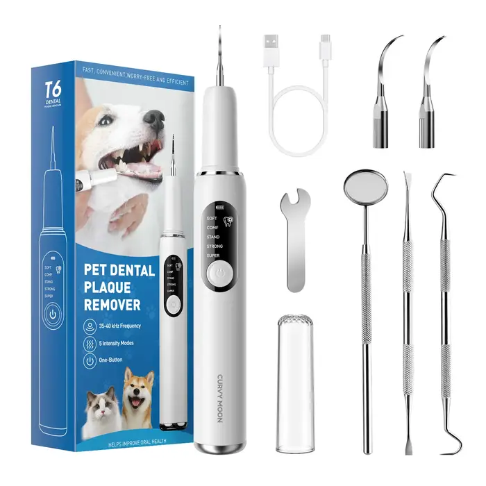 Nettoyeur dentaire pour chien, éliminateur de tartre, étanche IPX6, ultrasonique, 5 Modes, détartreu