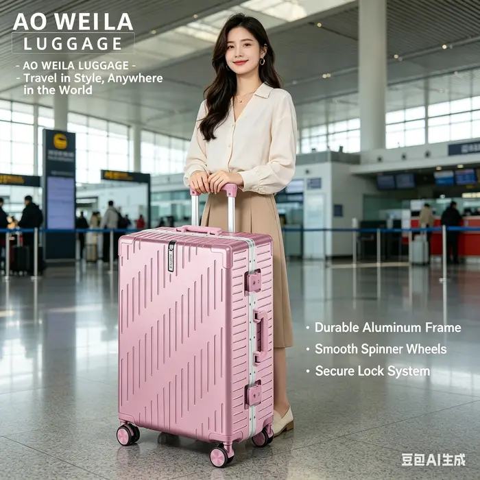 Valise de voyage à roulettes en aluminium grande capacité, durable pour hommes et femmes, 20/24 pouc