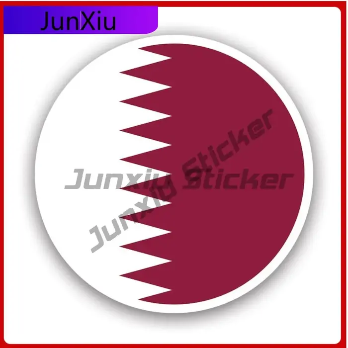 Autocollant rond du drapeau du Qatar, autocollant extérieur imperméable, autocollant en vinyle imper