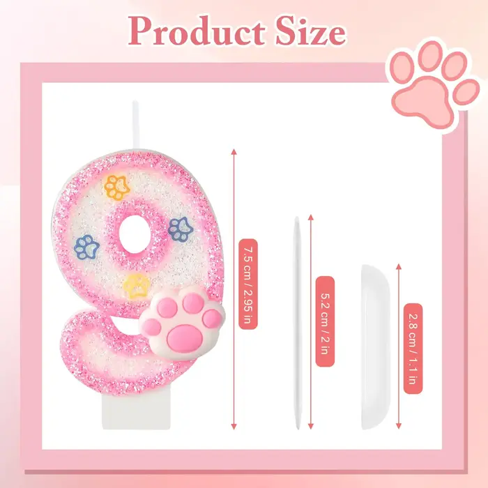 Décorations de gâteau et de cupcakes en forme de patte pour chien et chat, bougie de 3ème anniversaire, pour fête sur le thème des animaux, décorations d'anniversaire, fournitures pour célébrations