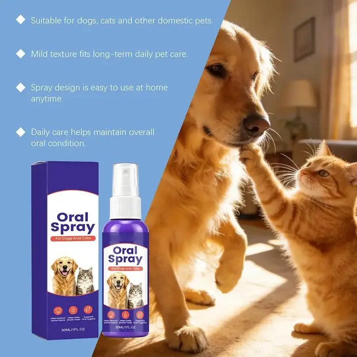 Spray buccal pour animaux de compagnie, pour chiens et chats, rafraîchisseur d'haleine dentaire, 30ml, nettoyant pour dents, spray d'hygiène buccale, outil de toilettage dentaire pour animaux de compa