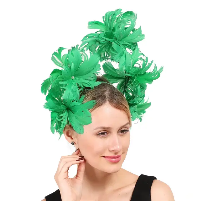 Coiffure de fleur de plumes, cheval Vintage exagéré, petit chapeau haut-de-forme, cerceau de cheveux