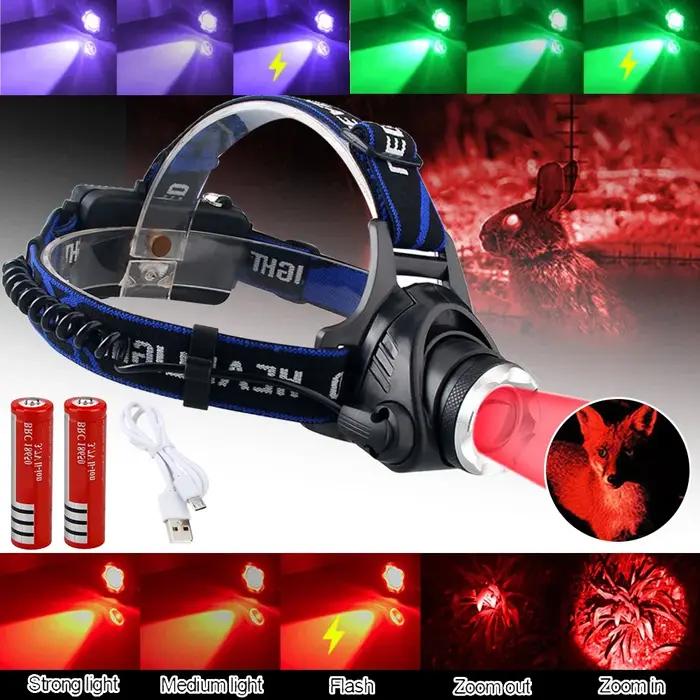 Lampe de poche à tête LED zoomable, lampe de sauna, lumière rouge 18650, extérieur, Xaf, camping, ch