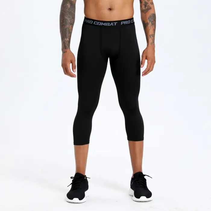 Leggings de sport de basket-ball pour hommes, pantalons capri d'entraînement, compression respirante