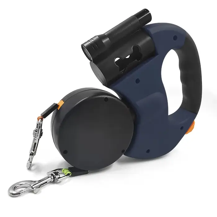 Laisse Double rétractable pour petits chiens, 3M, réfléchissante, pivotante à 360 degrés, sans enche