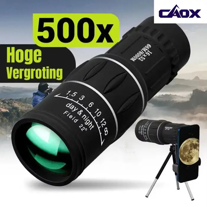 Monoculaire CAOX 16x52 haute puissance double mise au point, zoom optique longue portée pour vision nocturne