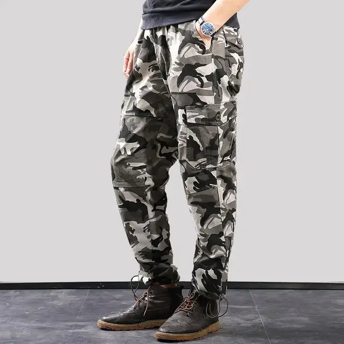 Pantalon cargo tactique camouflage pour chasse et randonnée en coton résistant homme
