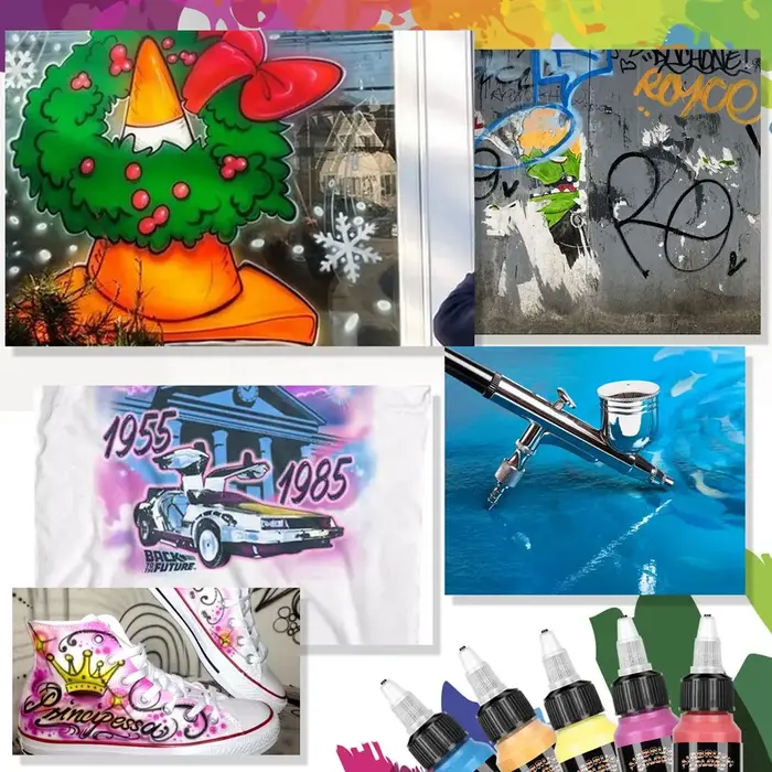 Ensemble de peinture acrylique en bouteille 10 couleurs peinture aérographe pour tissu vêtements cuir pigment de bricolage occasions spéciales