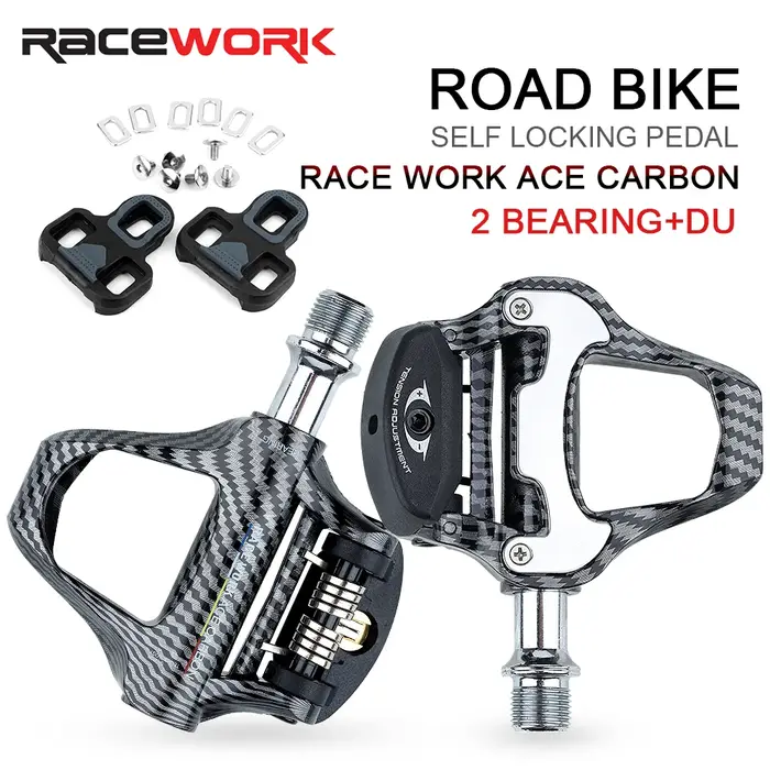 RACEWORK pédale de vélo de route motif en Fiber de carbone roulements Ultra légers pédale pour SPD K