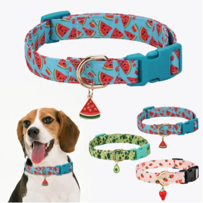 Collier pour chien de compagnie à motif de fruits avec pendentif en métal