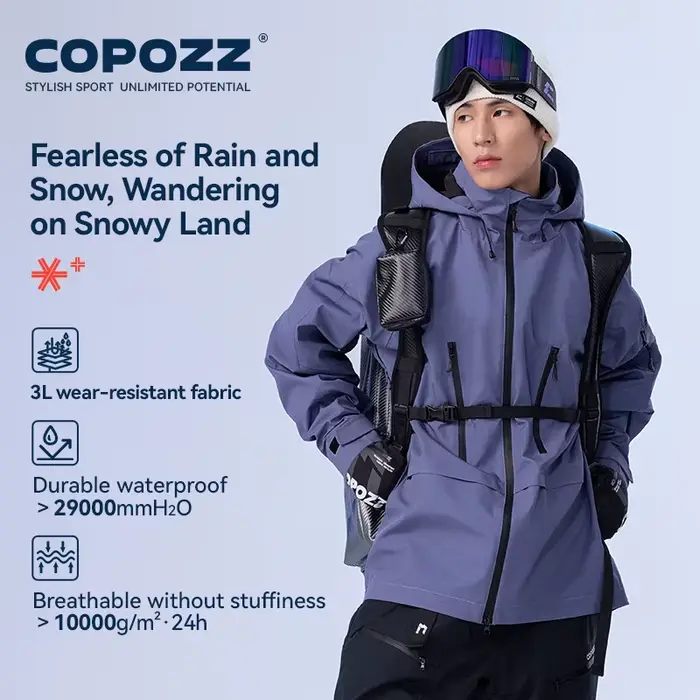 COPOZZ veste de Ski femmes homme vêtements de Ski à capuche coupe-vent hiver salopette