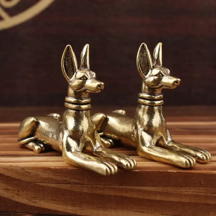 Statue de chien pharaon égyptien en laiton - Pièce d'art décorative exquise pour la maison