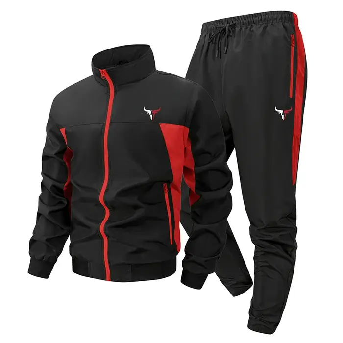 Ensemble de sport HooThreads colorblock pour hommes avec poches zippées pour entraînement et activités extérieures