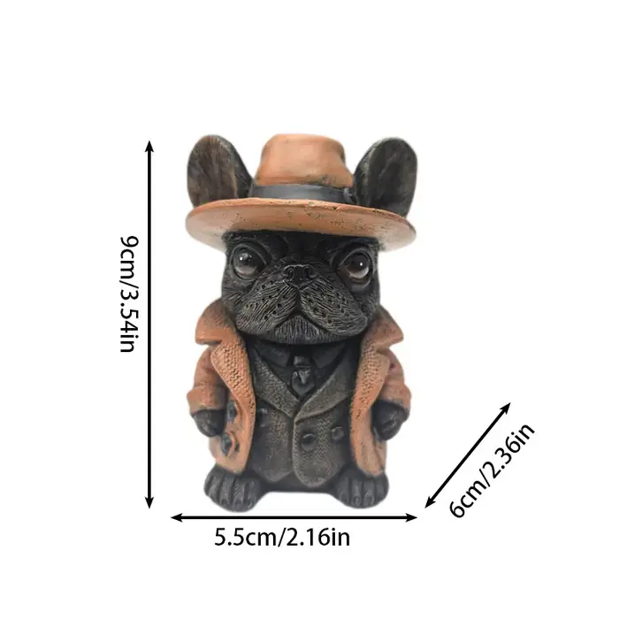 Figurine en résine de bouledogue français faite à la main, décoration d'intérieur idéale pour la déc