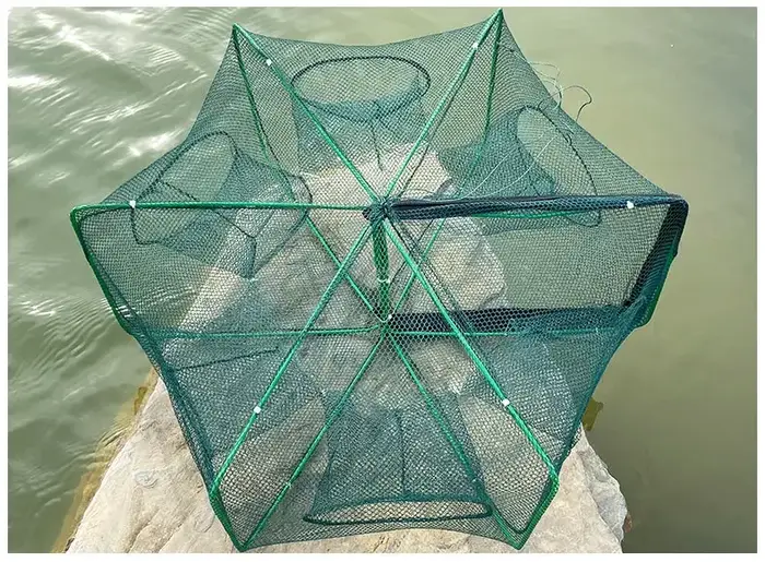Filet de pêche en maille pliée hexagonale octogonale, 8 trous, filets de pêche à la main, filets de 