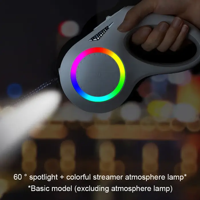Lampe LED Laisse pour chien Auto Scaling Dog Walking Pet Accessories USB Charge Night