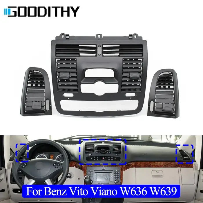 Panneau de couverture de sortie d'aération central droit, Mercedes Benz Vito Viano, W636, W639, 2004