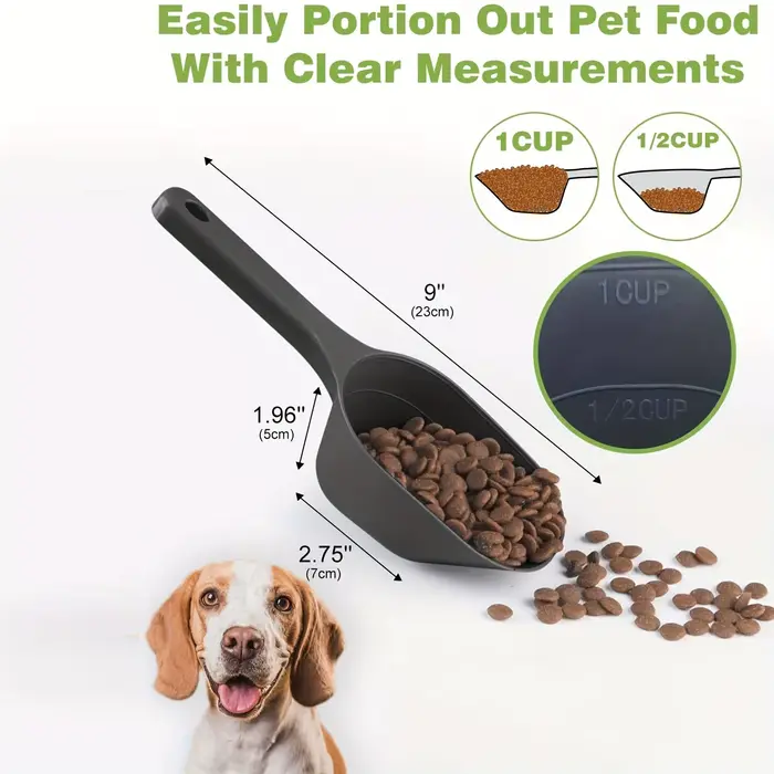 Cuillères à nourriture pour chiens avec lignes de mesure pour 1/2 tasses et 1 tasse en plastique robuste pour une alimentation équilibrée occasions spéciales