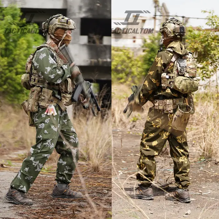 Combinaison camouflage fleurs jaunes russe - Tenue tactique extérieur entraînement fleurs blanches
