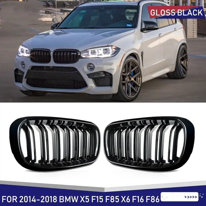 Pour BMW F15 F16 X5 X6 F85 F86 2014-2018 pare-chocs avant rein calandre de course noir brillant voit