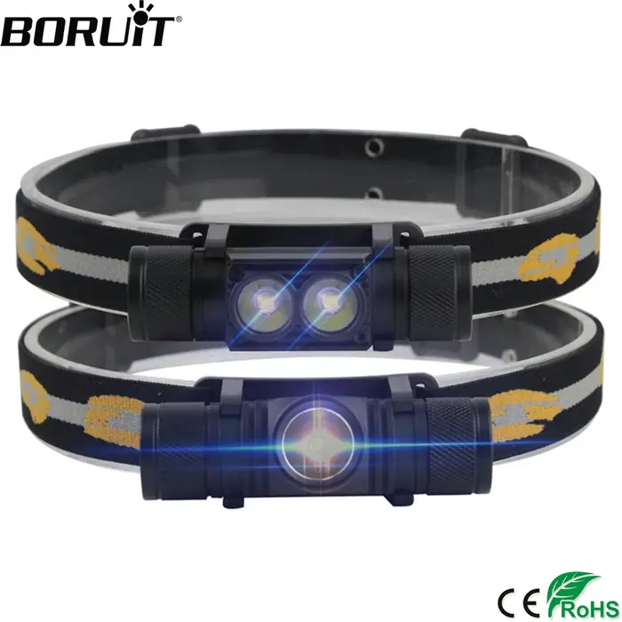 BORUiT LED Mini lampe frontale haute puissance 1000LM phare 18650 lampe frontale Rechargeable Campin