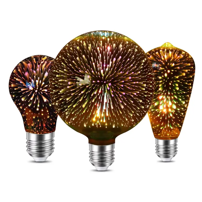 Ampoules à incandescence LED Vintage effet feu d'artifice 3D, lampe Edison rétro E27 AC110V-220V, am