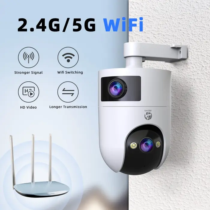 Caméra surveillance 4K 8MP double objectif double écran WiFi extérieure PTZ tracking IA CCTV audio vidéo