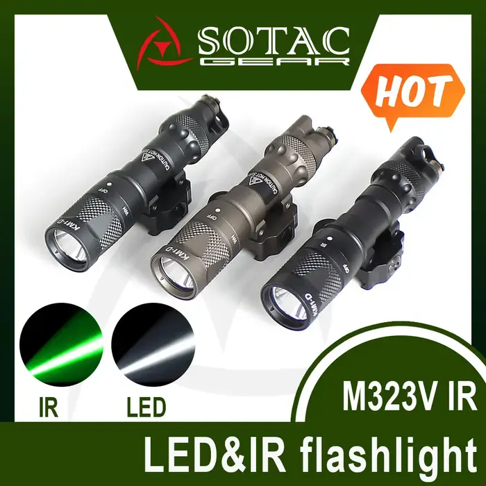SOTAC-Lampe de poche LED blanche DulM323V, éclairage IR, avec pressostat à distance et support QD po
