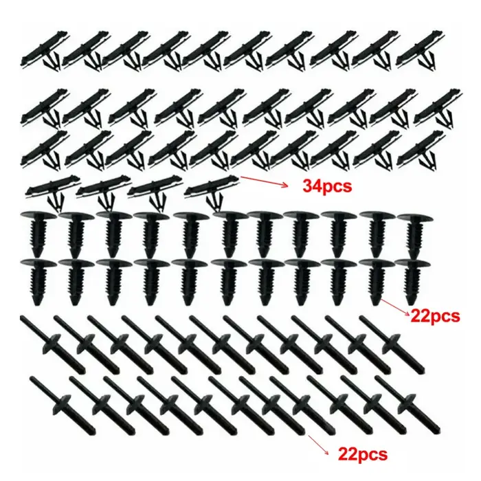 Ensemble de Rivets à vis pour Jeep Wrangler JK 2007 – 2017, 78 pièces, Rivets en plastique pour pare