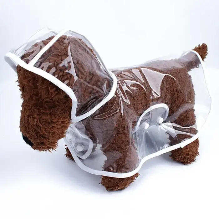 Imperméable à capuche transparent en PVC souple pour animaux de compagnie, veste imperméable pour ch