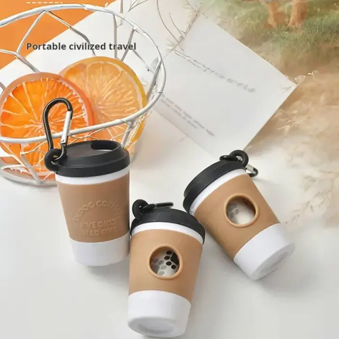 Distributeur Portable de poubelles de merde pour animaux de compagnie, tasse à café créative, conception de stockage des déchets pour chiens, sac poubelle de marche en plein air, boîte de rangement