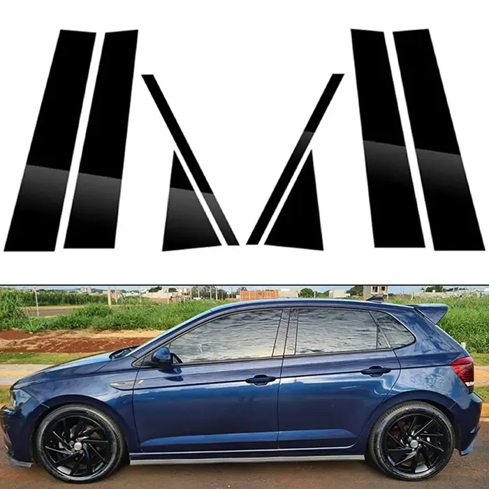 Poteaux de pilier noirs polis adaptés à VW Nivus Taigo Polo, 5 portes, hayon 2019 – 2023, revêtement