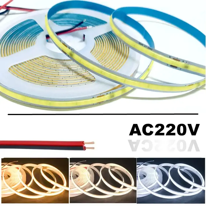 Bande lumineuse LED COB flexible, bande lumineuse, Smart IC, pas besoin de pilote, éclairage linéair
