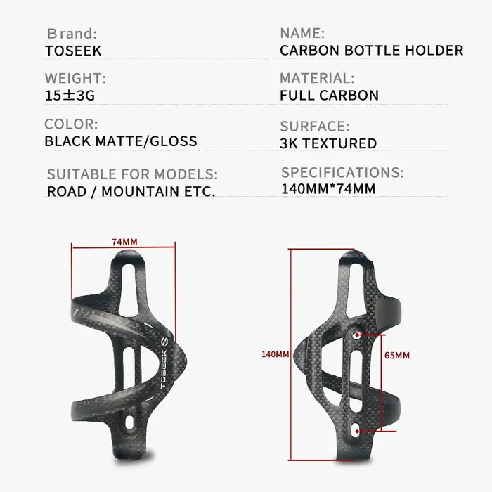 Porte-bouteille Super léger en Fiber de carbone 3K pour vélo de route et vtt