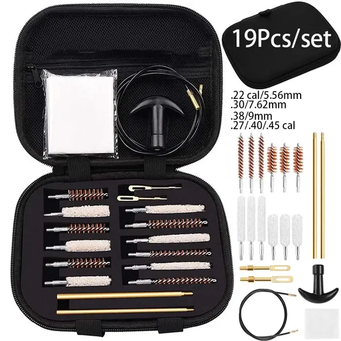 Kit de nettoyage de pistolet 19 pièces/ensemble. 22/.27/.30/.38/.40/.45Cal 5.56mm/7.62mm/9mm, baril 