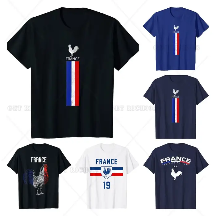 T-shirt en coton de l'équipe de football de France décontracté pour hommes quatre saisons occasions quotidiennes et événements